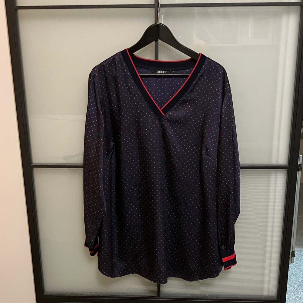 Ralph Lauren Navy Top with Red Dots